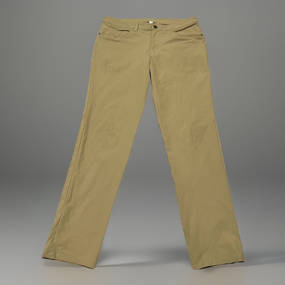 Lululemon ABC Mens Khaki Classic Fit 5 Pocket Stretchy Warpstreme Pants 34x32
